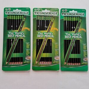 NEW 3 Black Dixon Ticonderoga #2 HB Wood Pencils Lot (10 count) Sharpened 13915